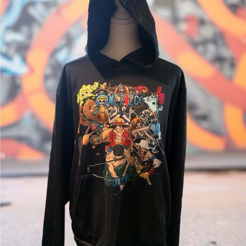 Handmade Black Graphic Sweater with Vibrant‎ Street Art Design